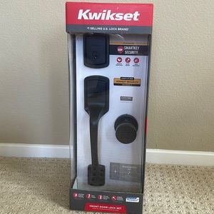 NEW! Kwikswet Front Door Lock Set. Matte Black. Single Cylinder. Smart Key.